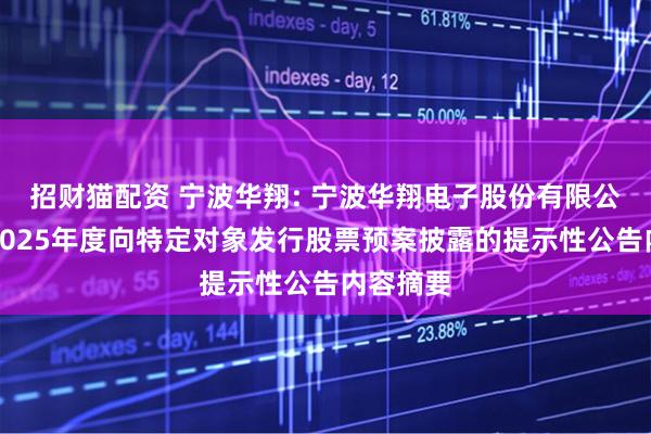 招财猫配资 宁波华翔: 宁波华翔电子股份有限公司关于2025年度向特定对象发行股票预案披露的提示性公告内容摘要